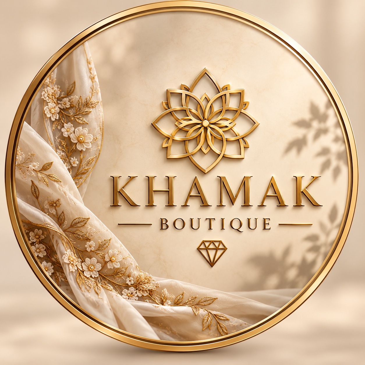 Khamak Boutique gold floral logo